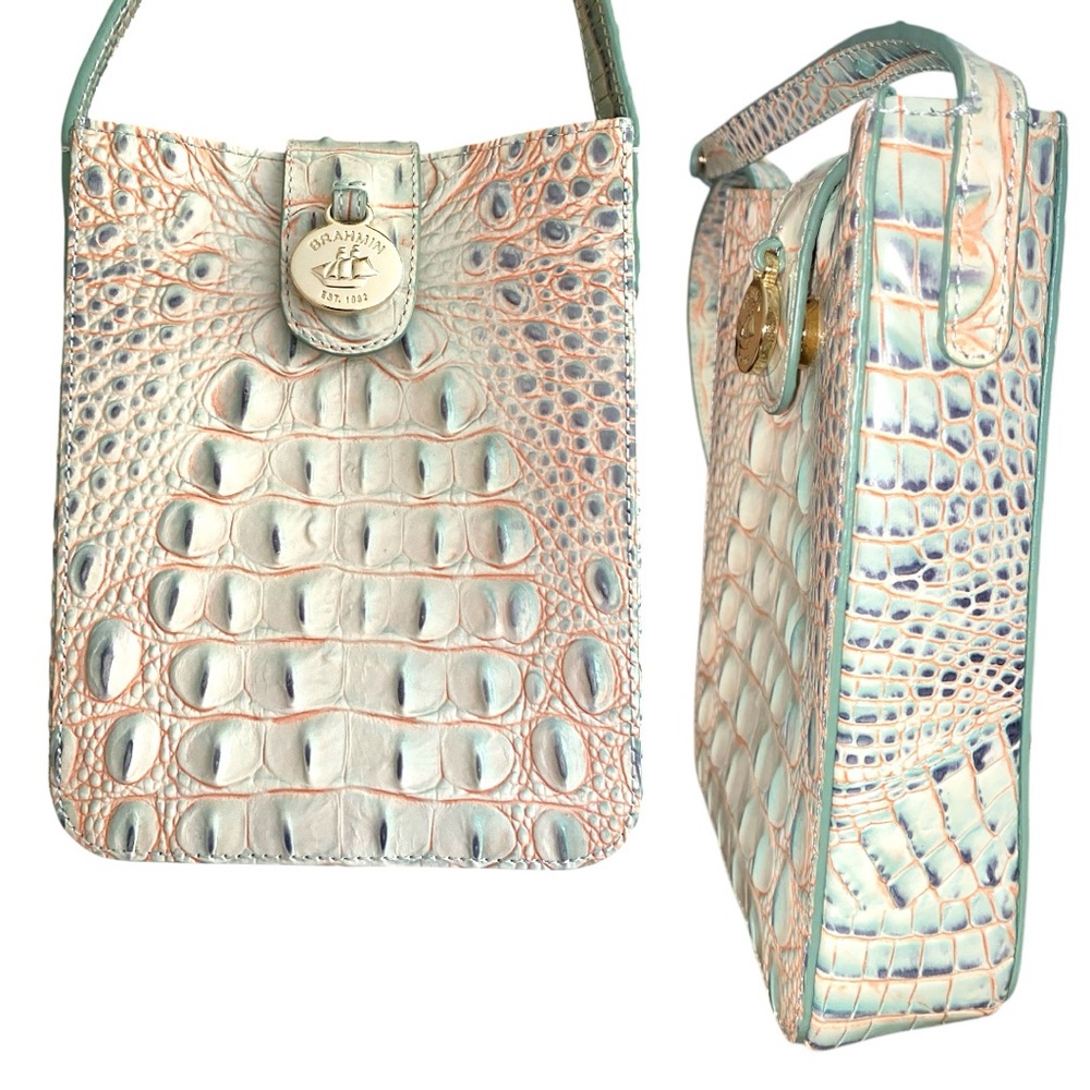 Vintage Color Authentic Brahmin Marley Melbourne Genuine Leather Crossbody Bag - Picture 6 of 10